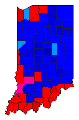 1992 Indiana County Map of General Election Results for President