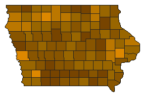 1992 Iowa County Map of Democratic Primary Election Results for President