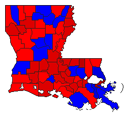 1992 Louisiana County Map of General Election Results for President