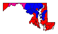 1992 Maryland County Map of Democratic Primary Election Results for President