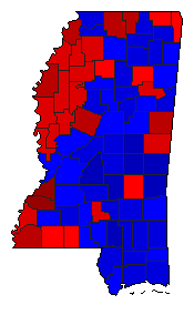 1992 Mississippi County Map of General Election Results for President