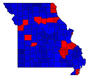 1992 Missouri County Map of General Election Results for Senator