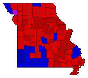 1992 Missouri County Map of General Election Results for Governor