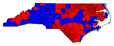 1992 North Carolina County Map of General Election Results for President
