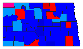 1992 North Dakota County Map of General Election Results for President