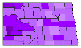 1992 North Dakota County Map of Democratic Primary Election Results for President
