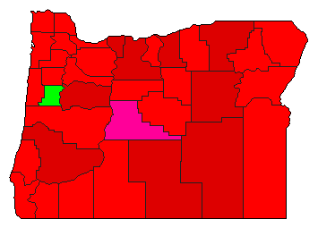 1992 Oregon County Map of Democratic Primary Election Results for President