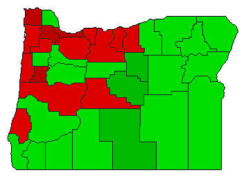 1992 Oregon County Map of General Election Results for Initiative