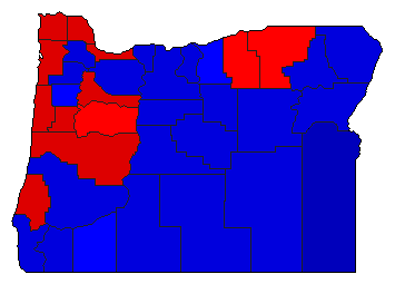 1992 Oregon County Map of General Election Results for State Treasurer