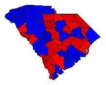 1992 South Carolina County Map of General Election Results for President