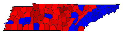 1992 Tennessee County Map of General Election Results for President