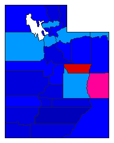 1992 Utah County Map of General Election Results for President