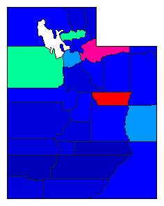 1992 Utah County Map of General Election Results for Governor