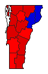 1992 Vermont County Map of General Election Results for State Treasurer