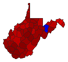 1992 West Virginia County Map of General Election Results for State Treasurer