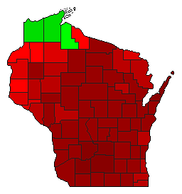 1992 Wisconsin County Map of Democratic Primary Election Results for Senator