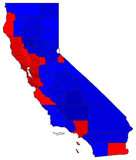 1992 California County Map of General Election Results for Senator