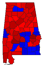 1994 Alabama County Map of Democratic Primary Election Results for Governor