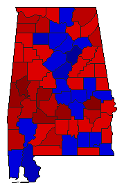 1994 Alabama County Map of General Election Results for State Treasurer