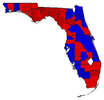1994 Florida County Map of General Election Results for Agriculture Commissioner