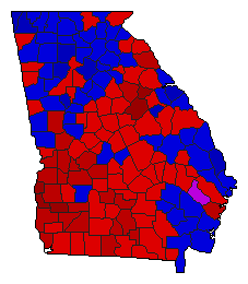 1994 Georgia County Map of General Election Results for Insurance Commissioner