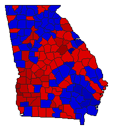 1994 Georgia County Map of General Election Results for Governor