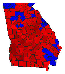 1994 Georgia County Map of General Election Results for Lt. Governor