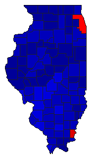 1994 Illinois County Map of General Election Results for Secretary of State