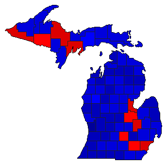 1994 Michigan County Map of General Election Results for Senator