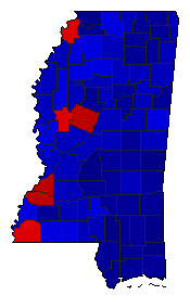 1994 Mississippi County Map of General Election Results for Senator