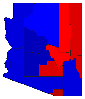 1994 Arizona County Map of General Election Results for Secretary of State