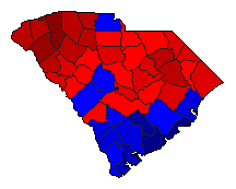 1994 South Carolina County Map of Democratic Primary Election Results for Governor