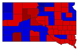 1994 South Dakota County Map of General Election Results for State Treasurer