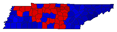 1994 Tennessee County Map of General Election Results for Governor