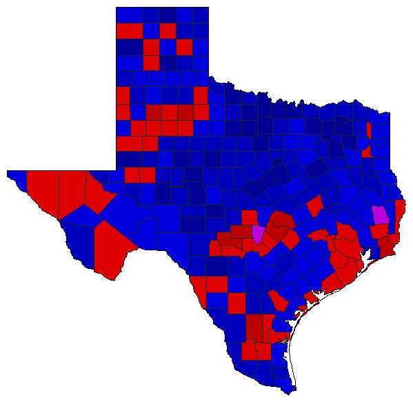 1994 Texas County Map of Democratic Runoff Election Results for Senator