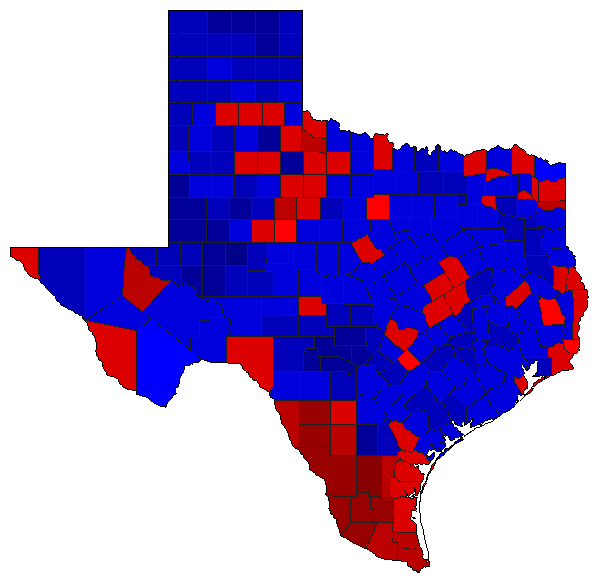 1994 Texas County Map of General Election Results for Governor