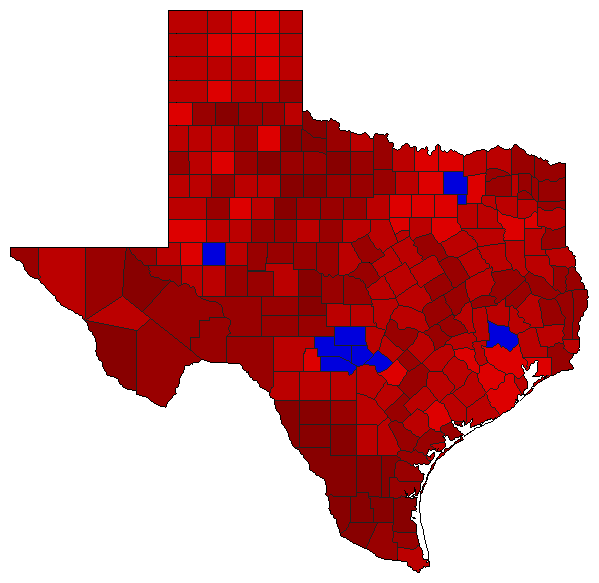 1994 Texas County Map of General Election Results for Lt. Governor