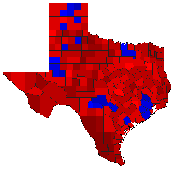1994 Texas County Map of General Election Results for Attorney General