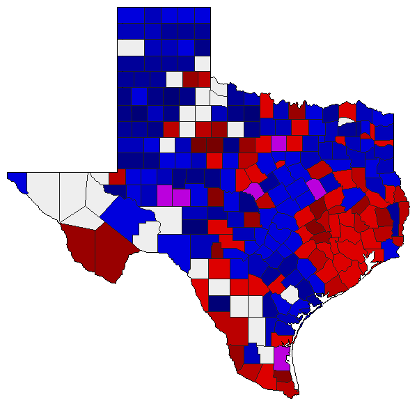 1994 Texas County Map of Republican Runoff Election Results for Attorney General