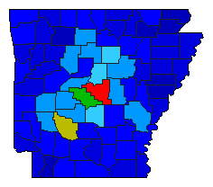 1994 Arkansas County Map of Democratic Primary Election Results for Secretary of State