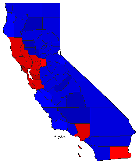 1994 California County Map of General Election Results for Controller