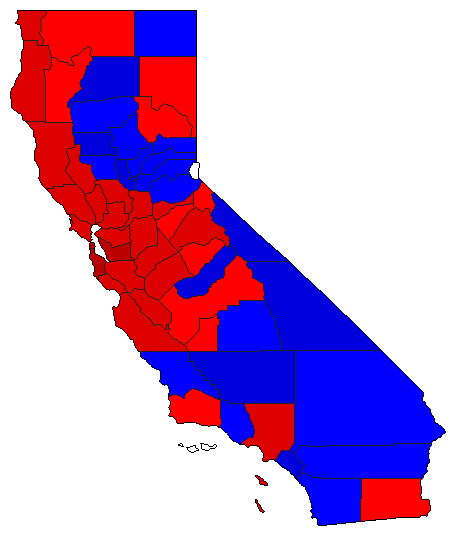 1994 California County Map of General Election Results for Lt. Governor