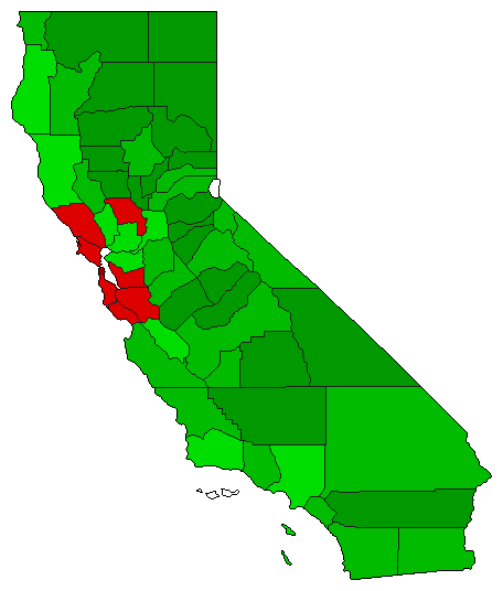 1994 California County Map of General Election Results for Initiative