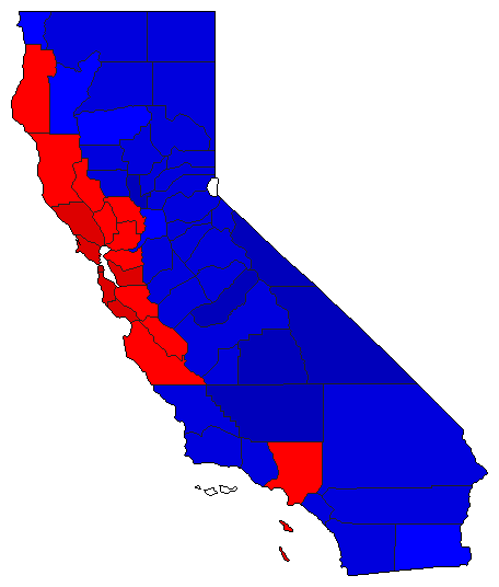 1994 California County Map of General Election Results for State Treasurer