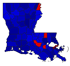 1995 Louisiana County Map of General Election Results for Governor