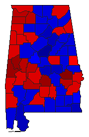 1996 Alabama County Map of General Election Results for Senator