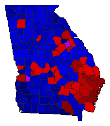 1996 Georgia County Map of Republican Runoff Election Results for Secretary of State