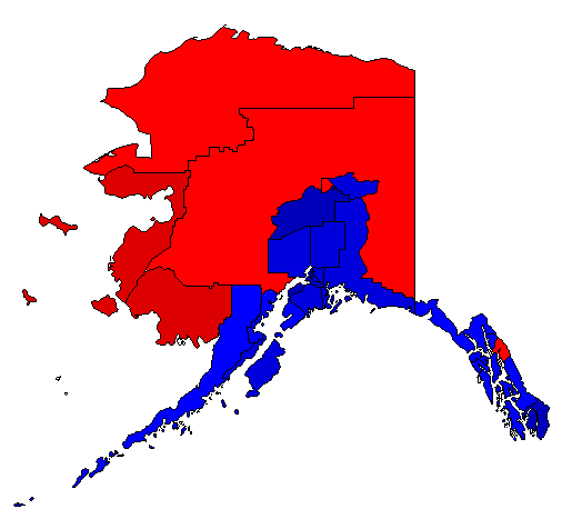 1996 Alaska County Map of General Election Results for President
