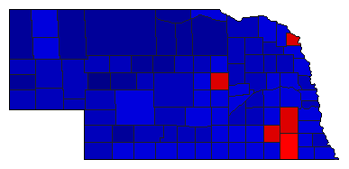 1996 Nebraska County Map of General Election Results for Senator