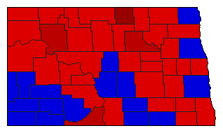 1996 North Dakota County Map of General Election Results for Agriculture Commissioner